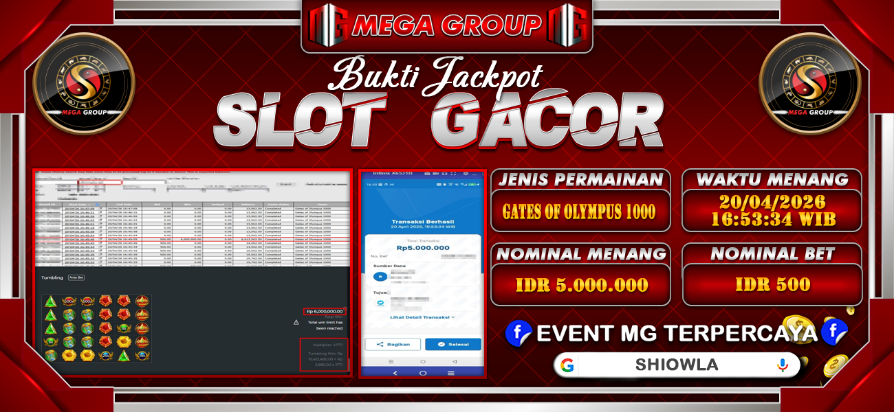 Bukti JP situs Shiowla hari Senin, 20 April 2026