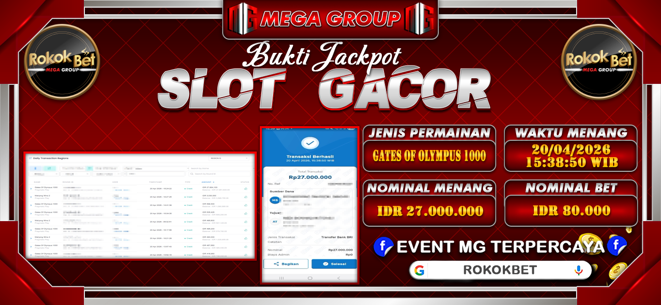 Bukti JP situs Rokokbet hari Senin, 20 April 2026