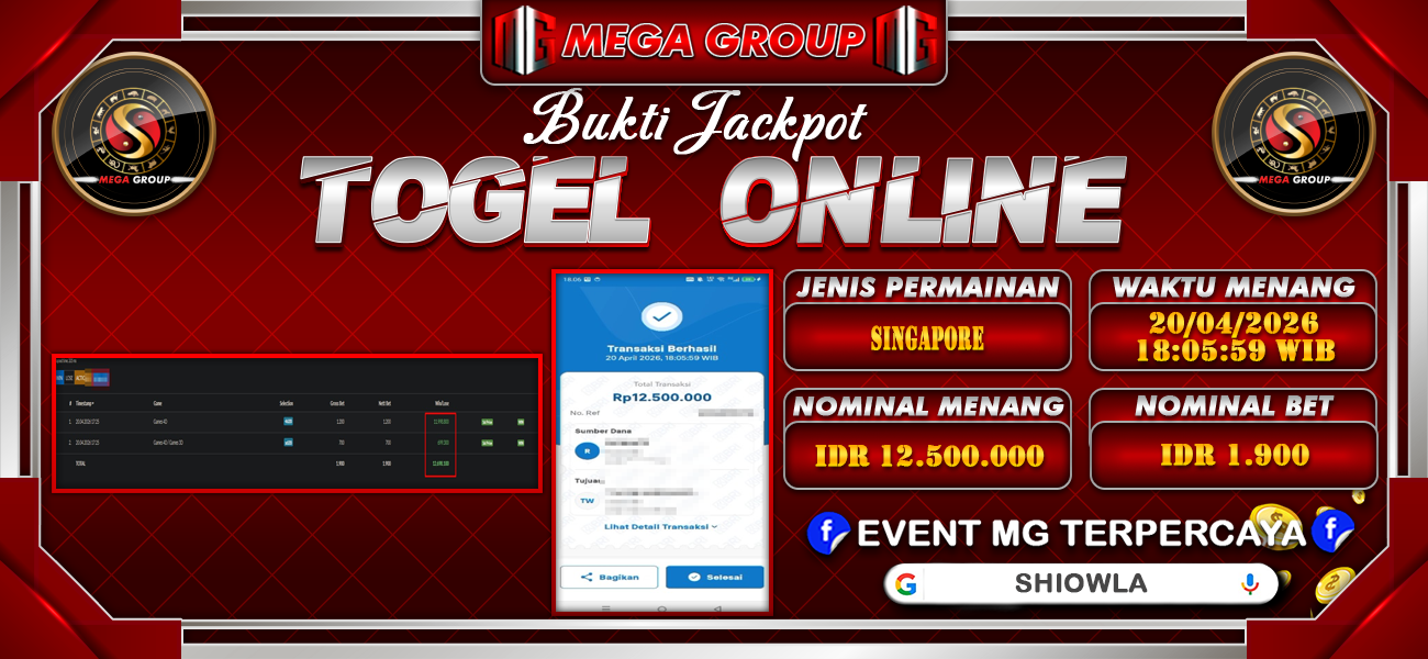 Bukti JP situs Shiowla hari Senin, 20 April 2026