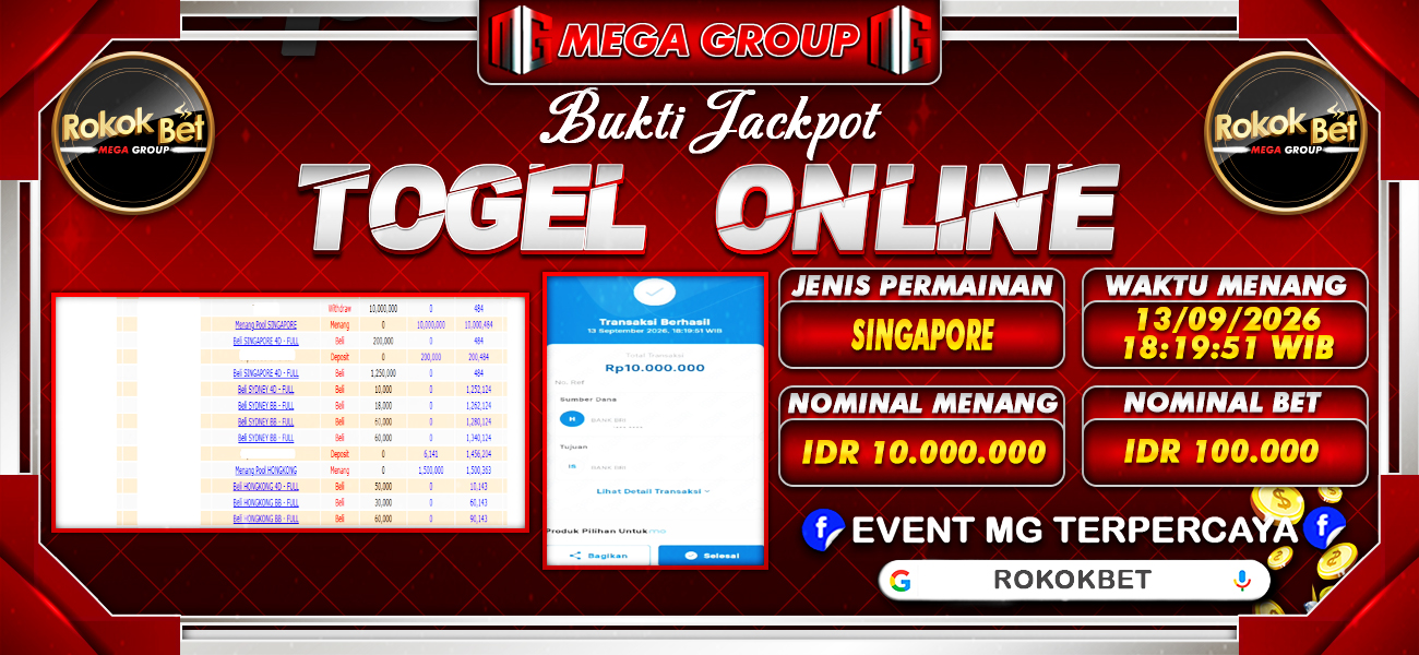Bukti JP situs Rokokbet hari Selasa, 15 September 2026